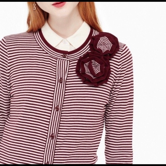 Kate Spade Rosette striped cardigan sweater - Picture 2 of 6